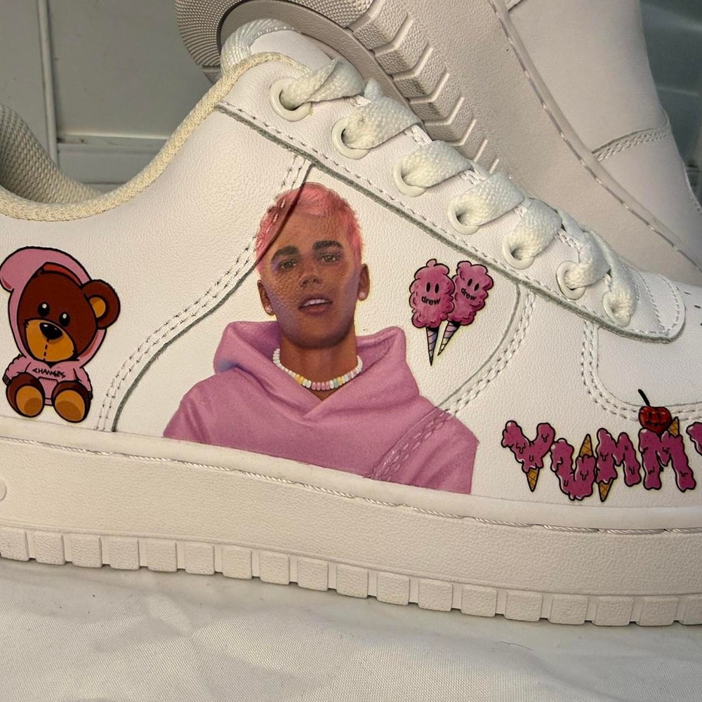 Custom Streetstyle Sneakers White Women Size 9 Justin Bieber Yummy Drip Swag